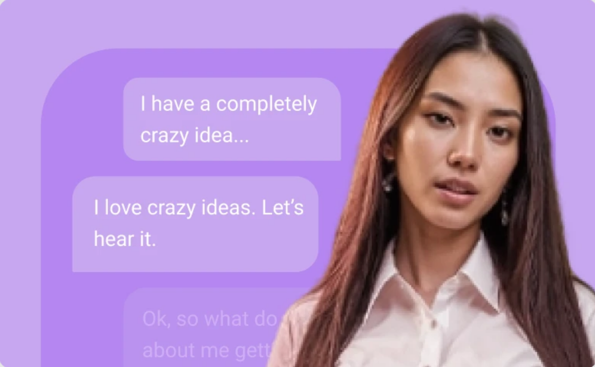 AI chat messages in a private fictional conversation